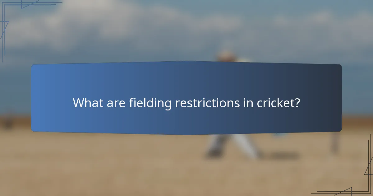 What are fielding restrictions in cricket?